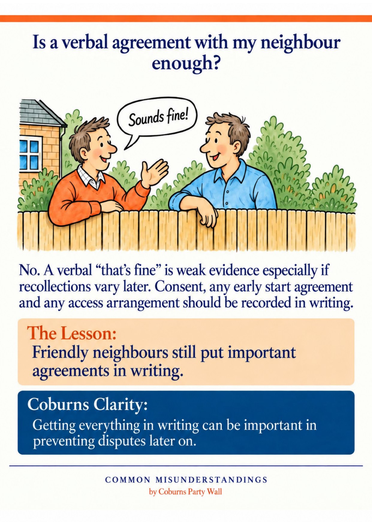 Illustrated page: Is a verbal agreement with my neighbour enough?