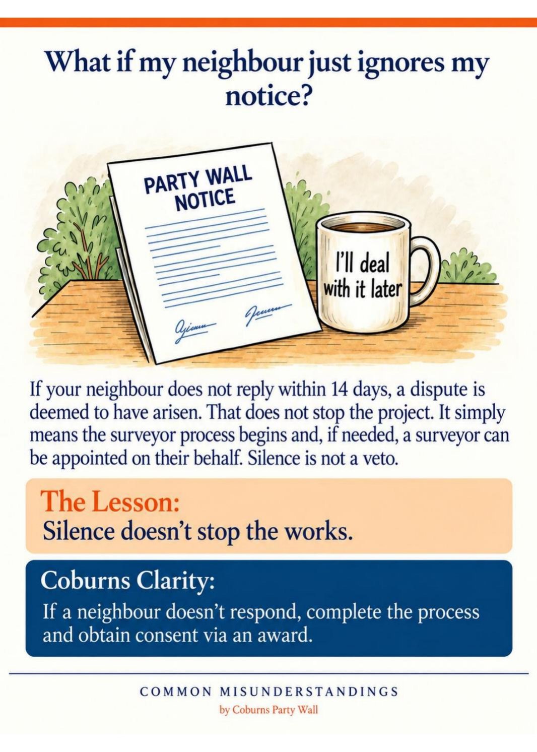 Illustrated page: What if my neighbour just ignores my notice?