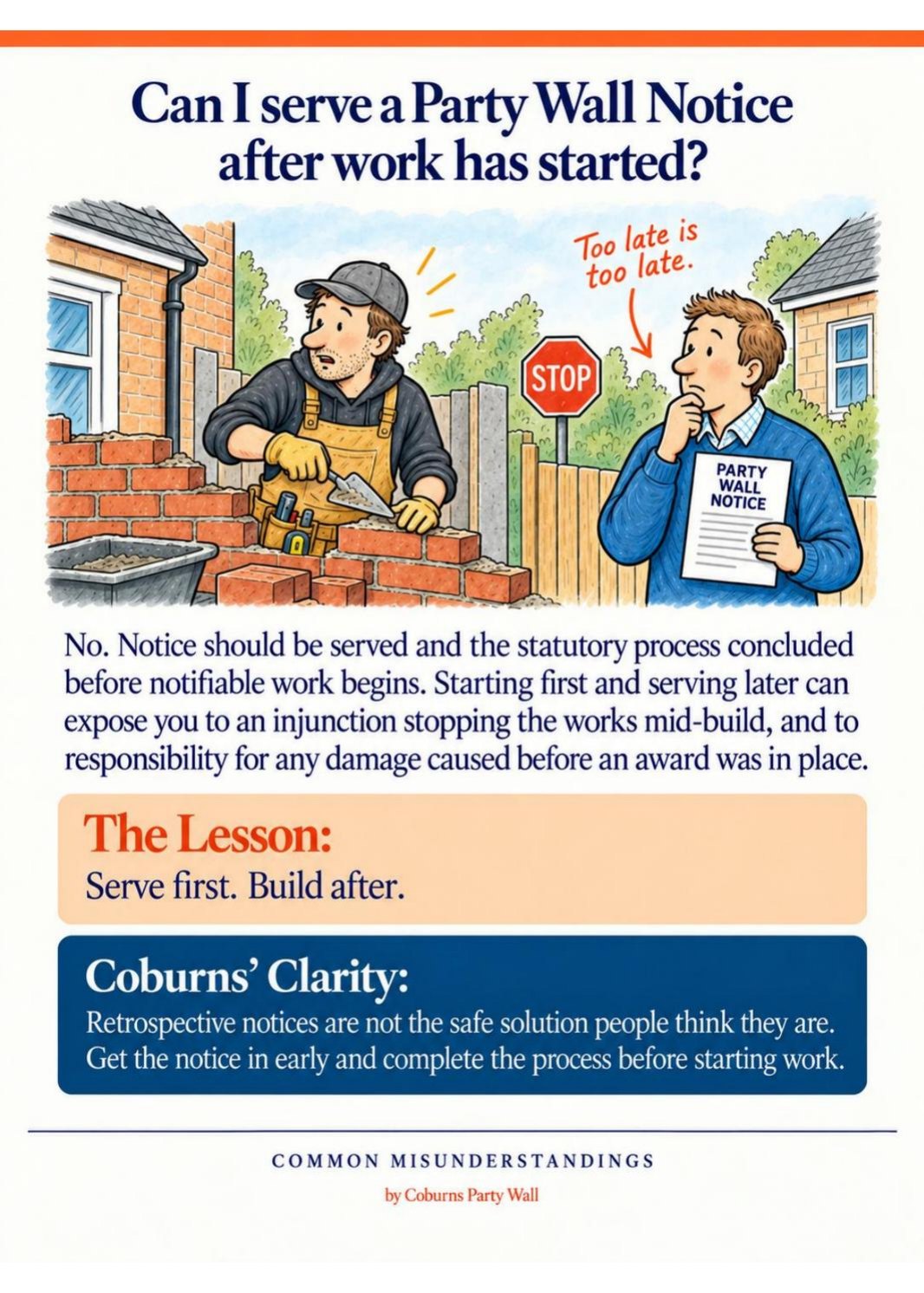 Illustrated page: Can I serve a Party Wall Notice after work has started?